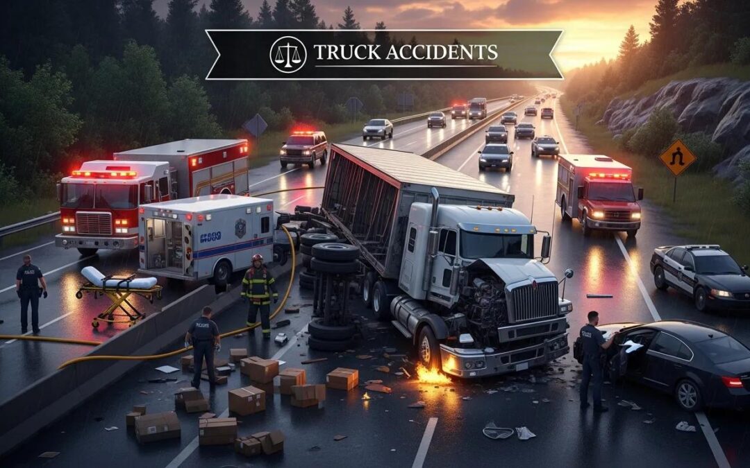 Truck accident scene highlighting the need for legal representation